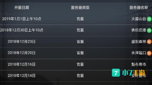 开服表手游